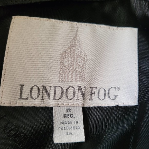 London Fog Black Double Breasted Trench Coat Zip-out Lining Size 12 Reg - Picture 3 of 10